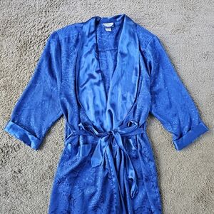Victoria's Secret 80's Vintage Gold Label Blue Silky Polyester Robe